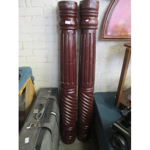 180 - PAIR OF WOODEN ORNAMENTAL PILLARS