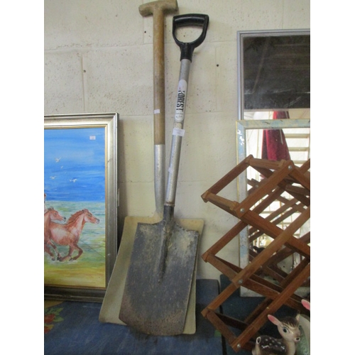 182 - HEAVY METAL SPADE AND ANOTHER LARGE ONE WITH A WOODEN HANDLE