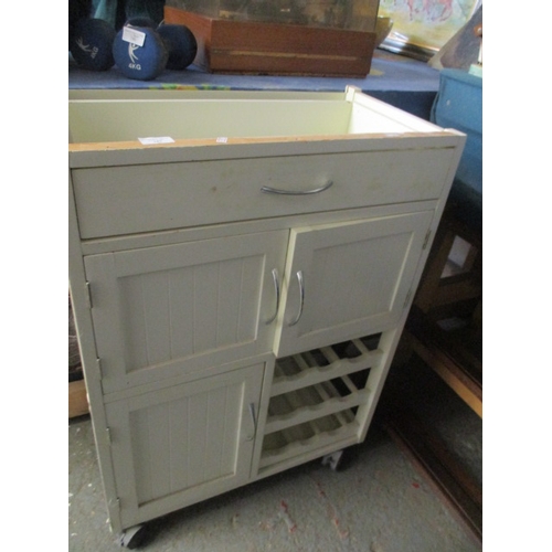 185 - RETRO BUTCHERS BLOCK WITH UNDER CUPBOARDS AND WINE HOLDER (NO TOP)