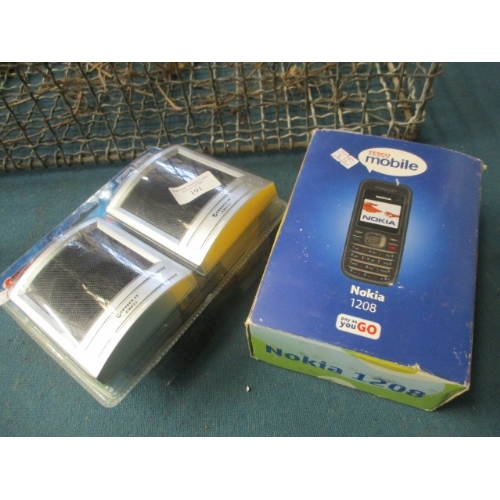 191 - A NOKIA 1208 MOBILE PHONE (BOXED) PLUS A PAIR OF CONNECT IT MODEL EM632 MINI MULTI MEDIA SPEAKERS, N... 