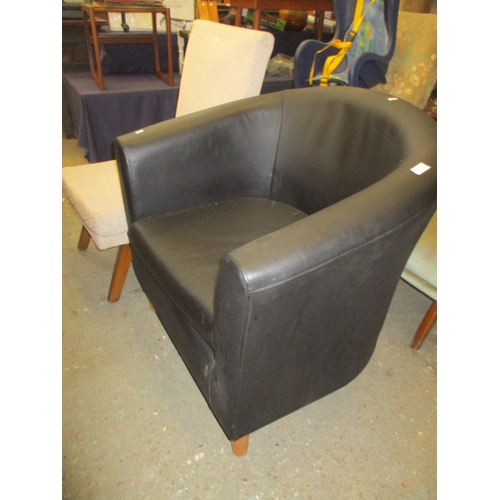 204 - BLACK FAUX LEATHER CLUB CHAIR