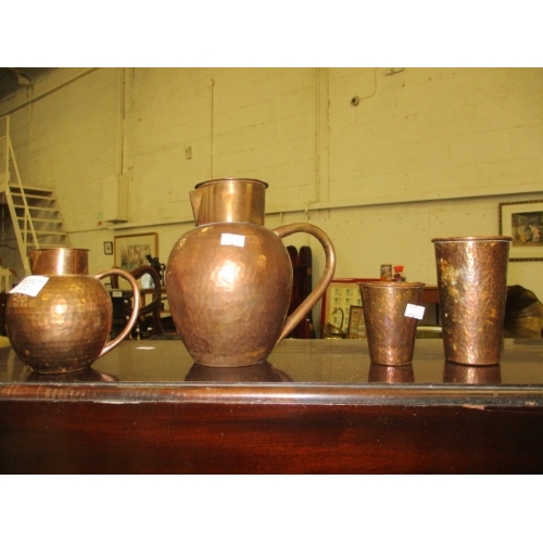 232 - 2 COPPER BEAKERS AND 2 COPPER JUGS