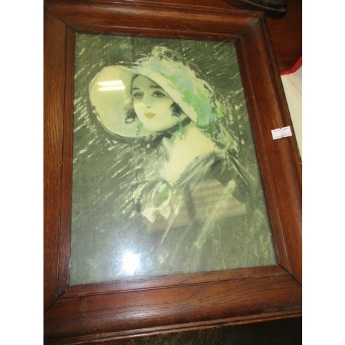 238 - OAK FRAMED TINTED PORTRAIT, FRAMED AND GLAZED PRINT OF THE CORNFIELD AND OAK FRAMED  PEARS SOAP PRIN... 