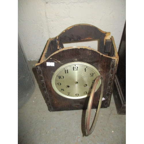 303 - OAK CASED GRANDMOTHER CLOCK IN NEED OF RESTORATION