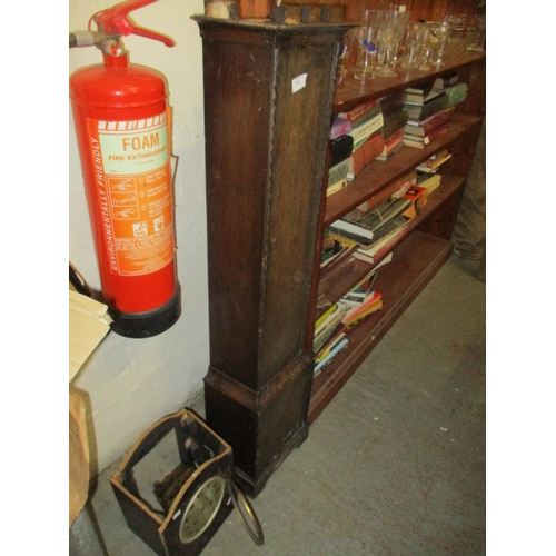 303 - OAK CASED GRANDMOTHER CLOCK IN NEED OF RESTORATION