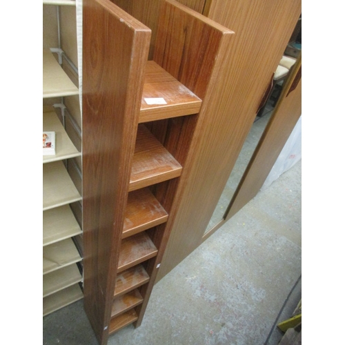 309 - A HEAVY WOODEN CUBED CD RACK TOWER