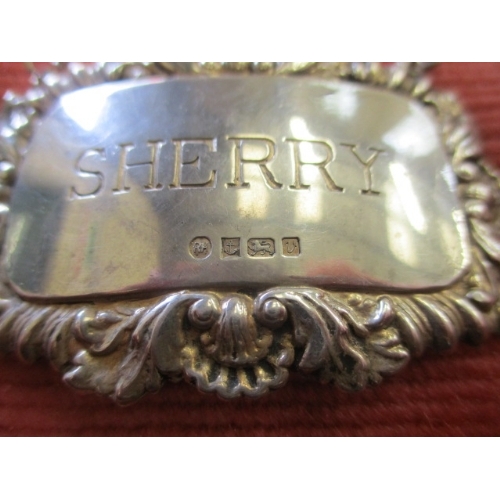 8 - SILVER HALLMARKED DECANTER SHERRY LABEL