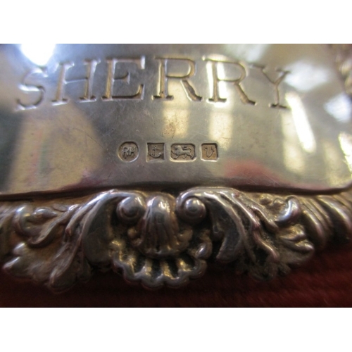 8 - SILVER HALLMARKED DECANTER SHERRY LABEL