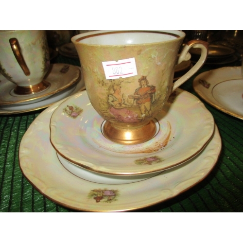 319 - REGENCY TEA SET WITH SUGAR AND CREAMER, 6 CUPS, SAUCERS AND CAKE PLATE (1 SAUCER MISSING)