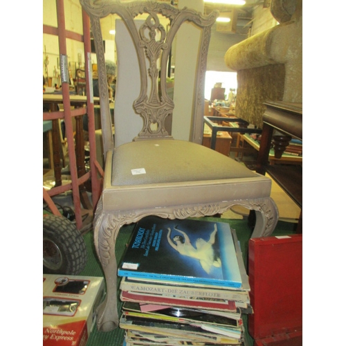 323 - TRADITIONAL CARVED CHAIR WITH BALL AND CLAW FEET, WITH AN UPHOLSTERED CUSHIONED SEAT