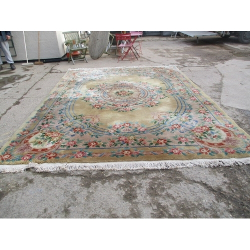 451 - LARGE FLORAL RUG  9FT X 12FT (SOME MOTH WARE)