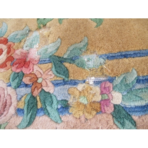 451 - LARGE FLORAL RUG  9FT X 12FT (SOME MOTH WARE)