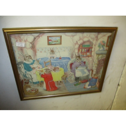 54B - BUNNY KINS 'BEDTIME PRINT FRAMED AND GLAZED