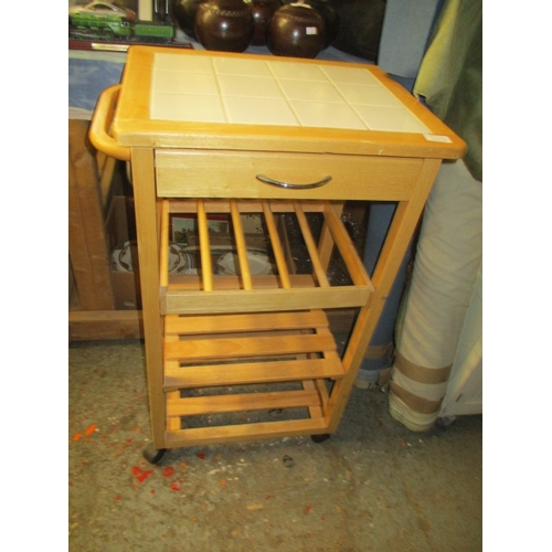 188A - BUTCHERS BLOCK IN BEECH WITH A WHITE TILED TOP