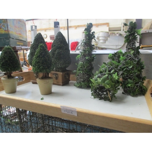 190A - TRAY OF MINIATURE ARTIFICIAL  CONIFERS AND IVY