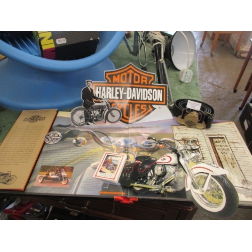 247 - HARLEY DAVIDSON BELT AND HARLEY DAVIDSON THREE DIMENSIONAL TRIBUTE BOOK TO AN AMERICAN ICON