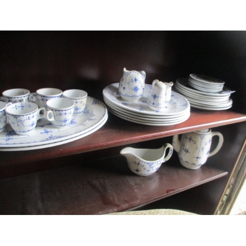 561 - BLUE AND WHITE TEA AND DINNER SET BY FURIVABS DENMARK