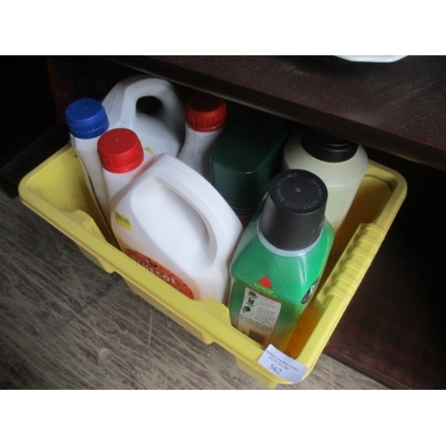 562 - BOX OF CLEANING LIQUIDS INCLUDING BLUE COL ANTI FREEZE, SLUG AND SNAIL KILL ETC