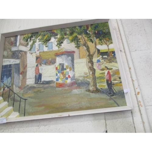 70 - FRAMED OIL ON BOARD OF A MARKET PLACE