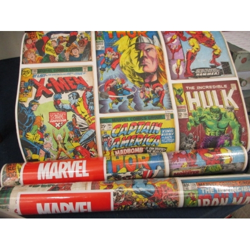 61 - MARVEL ACTION HEROES, 3 ROLLS OF WALLPAPER (2 sealed, 1 is open)