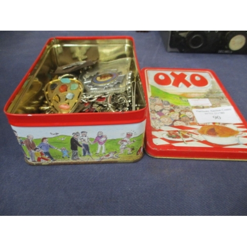 90 - TIN OF MIXED COSTUME JEWELLERY