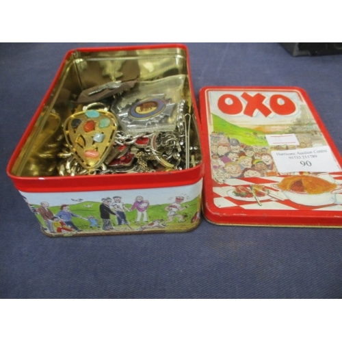 90 - TIN OF MIXED COSTUME JEWELLERY