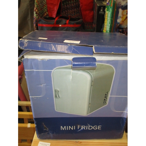 423 - MINI FRIDGE, SILVER, BOXED