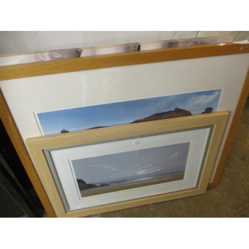 54A - 2 FRAMED AND GLAZED PRINTS AND 2 CANVASES