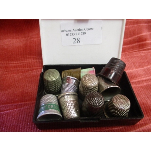 28 - COLLECTION OF THIMBLES 2 SILVER CHARLES HORNER