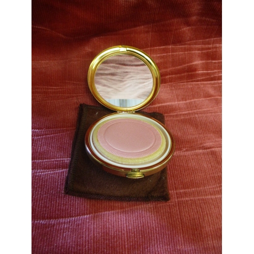 31 - GOLD COLOURED COMPACT WITH CAMEO BY HILCA MADE IN SWITZERLAND