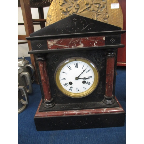 122 - HEAVY MARBLE/SLATE  MANTLE CLOCK