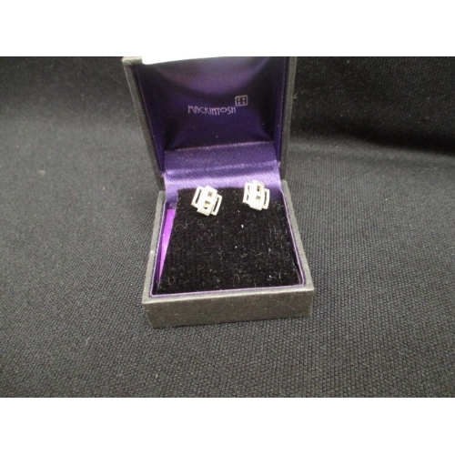 6A - A PAIR OF MACKINGTOSH SILVER STUD EARRINGS