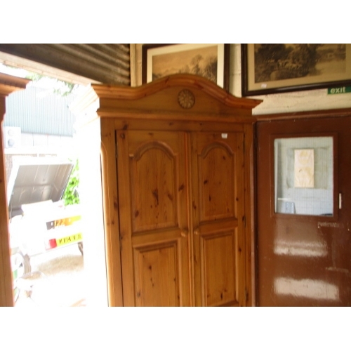 389 - SOLID PINE 2 DOOR WARDROBE WITH 3 DRAWERS UNDER VICTORIAN STYLE