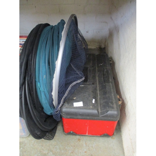 146 - TOOL BOX AND 2 FISHING NETS