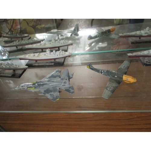 181 - QUANTITY OF METAL MODEL SHIPS AND PLANES - ADMIRAL SCHEER,  HMS RODNEY, USS ARIZONA ETC ETC