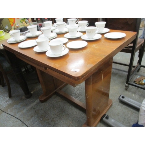 392 - WOODEN DRAW-LEAF TABLE