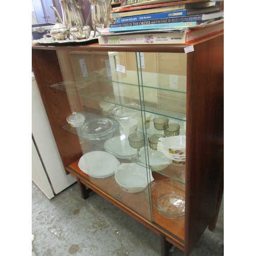 414 - MID CENTURY TURNIDGE  TEAK DISPLAY CASE WITH INTERNAL GLASS SHELVES