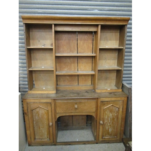 490 - GENUINE VICTORIAN OAK AND ELM GLASS TOP DRESSER FOR RESTORATION