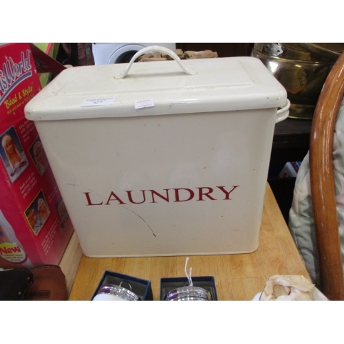 427 - ENAMEL 'LAUNDRY' BOX IN CREAM