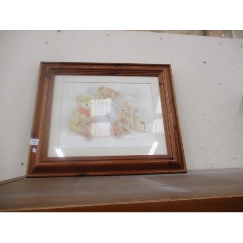 488 - TEDDY BEAR PRINT IN PINE FRAME