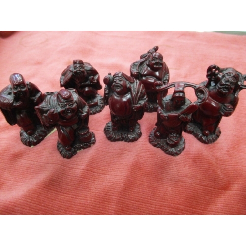 44 - COLLECTION OF 7 JAPANESE GODS TO PUT AROUND YOUR HOUSE-  DAIKOKU, FUK-JUROJIN, EBISU. HOKI-BENZAITEN