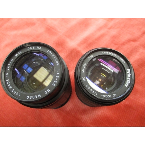 47 - 2 CAMERA LENSES - COSINA 70-210mm AND PRINZFLEX 80-200mm