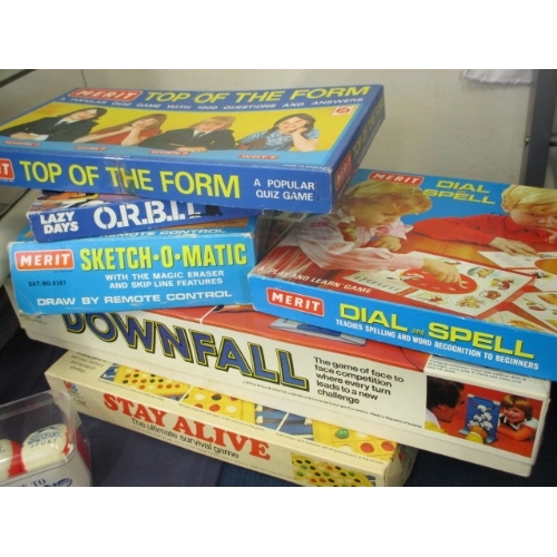 73 - LARGE QUANTITY OF RETRO AND BYGONE GAMES - MATCHBOX CASCADE, BLOW FOOTBALL, DIAL A SPELL,  CRYSTAL R... 