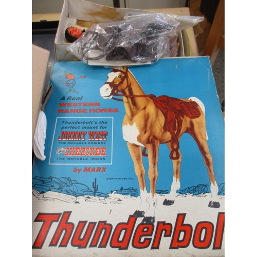 220 - 1967 CHIEF CHEROKEE INDIAN TOY AND HIS HORSE THUNDERBOLT BY MARX BOTH COMPLETE WITH ACCESSORIES BOXE... 