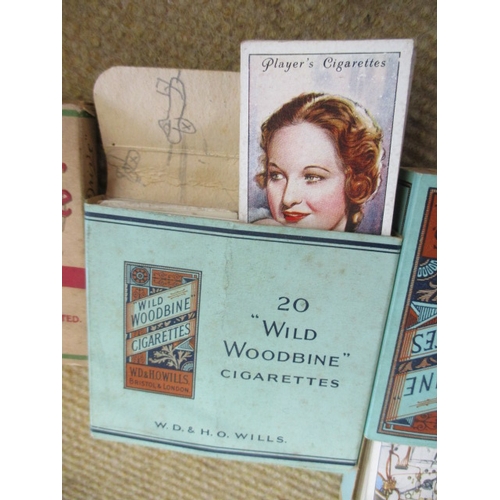 39 - A BOX OF MIXED VINTAGE CIGARETTE BOXES PARK DRIVE, PLAYERS MEDIUM NAVY CUT, WILD WOODBINE ETC