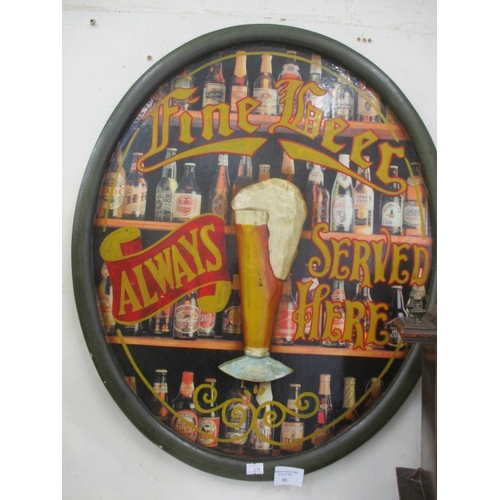 66 - PUB SIGN. A WOODEN EMBOSSED FINE BEER WALL PLAQUE