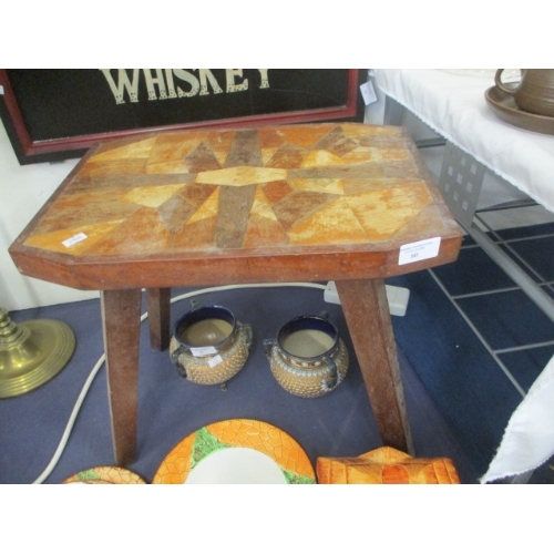 80 - RETRO WOODEN MARQUETRY STYLE SMALL TABLE