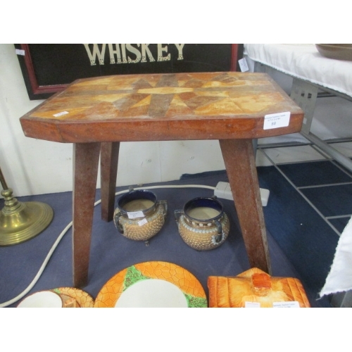 80 - RETRO WOODEN MARQUETRY STYLE SMALL TABLE