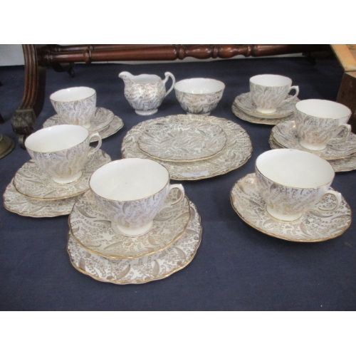 100 - WHITE AND GOLD BONE CHINA TEA SET