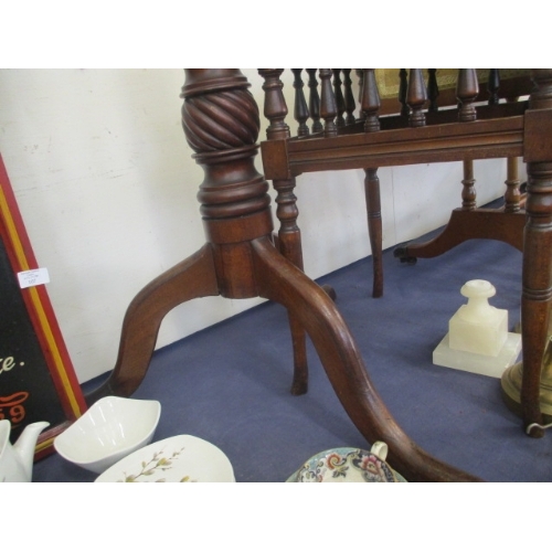 105 - ANTIQUE MAHOGANY TRI LEG WITH TWISTED COLUMN TORCHIERE